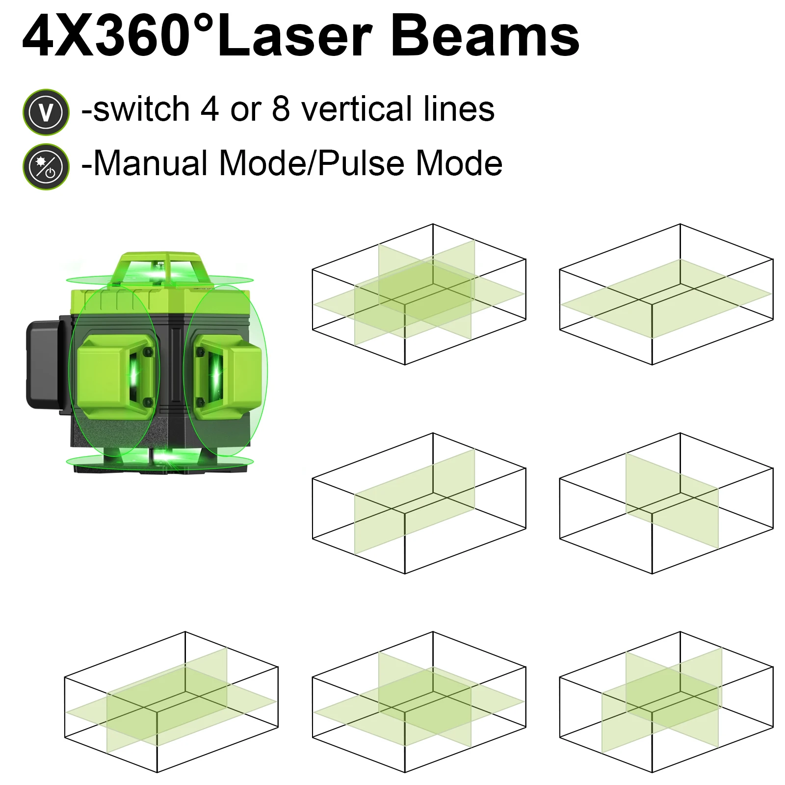 Lfine Nivel Laser 4D 16 Lines 360°Self-leveling Laser Levels withTripod and Suitcase Green Lines Professional Laser Level Tool