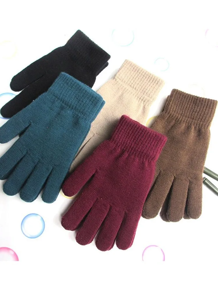 AliExpress NONE Winter Warm Gloves Five Fingers Touch-screen Knitted Thick Gloves Outdoor Cycling Students Windproof Finger Covers