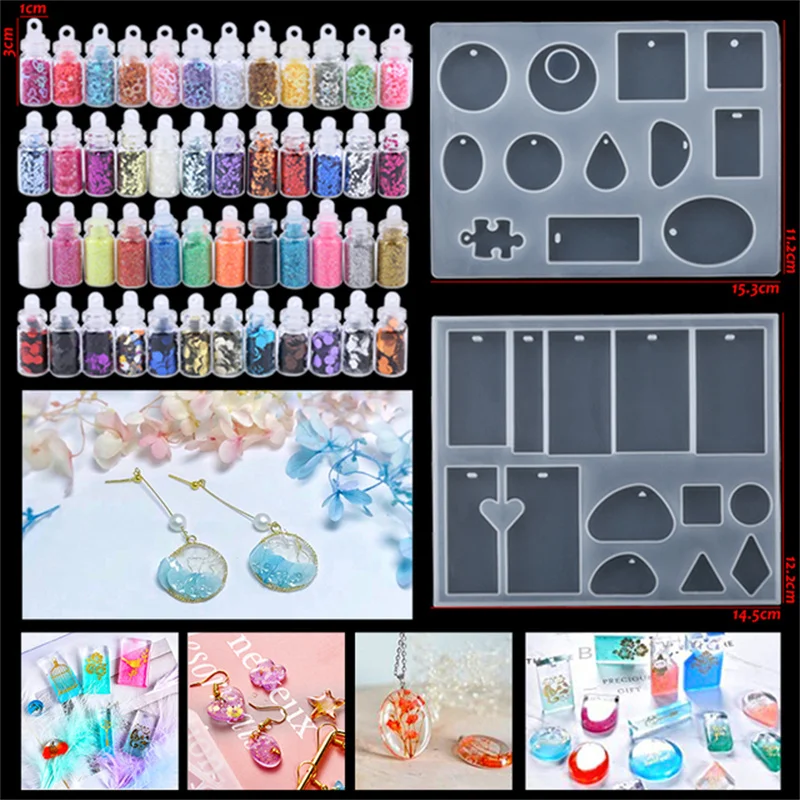 Resin Epoxy Casting Silicone Molds Set UV Epoxi Jewelry DIY Tools Kits Resin Moulds For Jewellery Making Earrings Findings