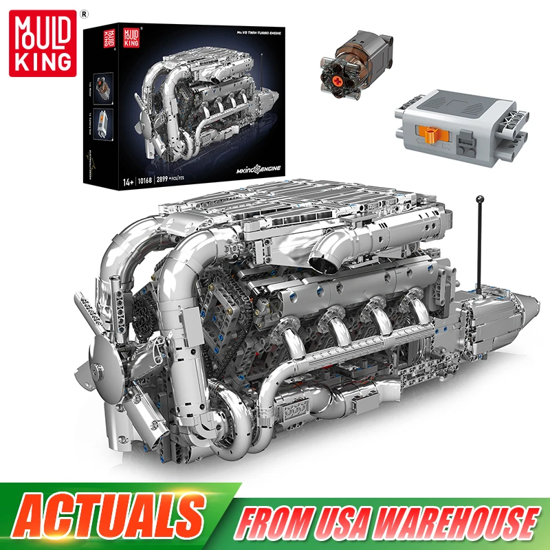 قالب الملك 10168 محرك السيارة التقنية اللعب V8 Tmin-Turbo محرك بنة الجمعية محرك الطوب مجموعة الاطفال هدية الكريسماس