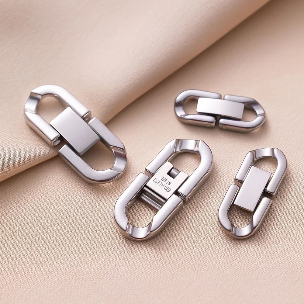 2Pcs Stainless Steel Fold Over Clasp Extenders Bayonet Buckle Connector DIY Bracelet Necklace Jewelry Making Supplies Accessorie