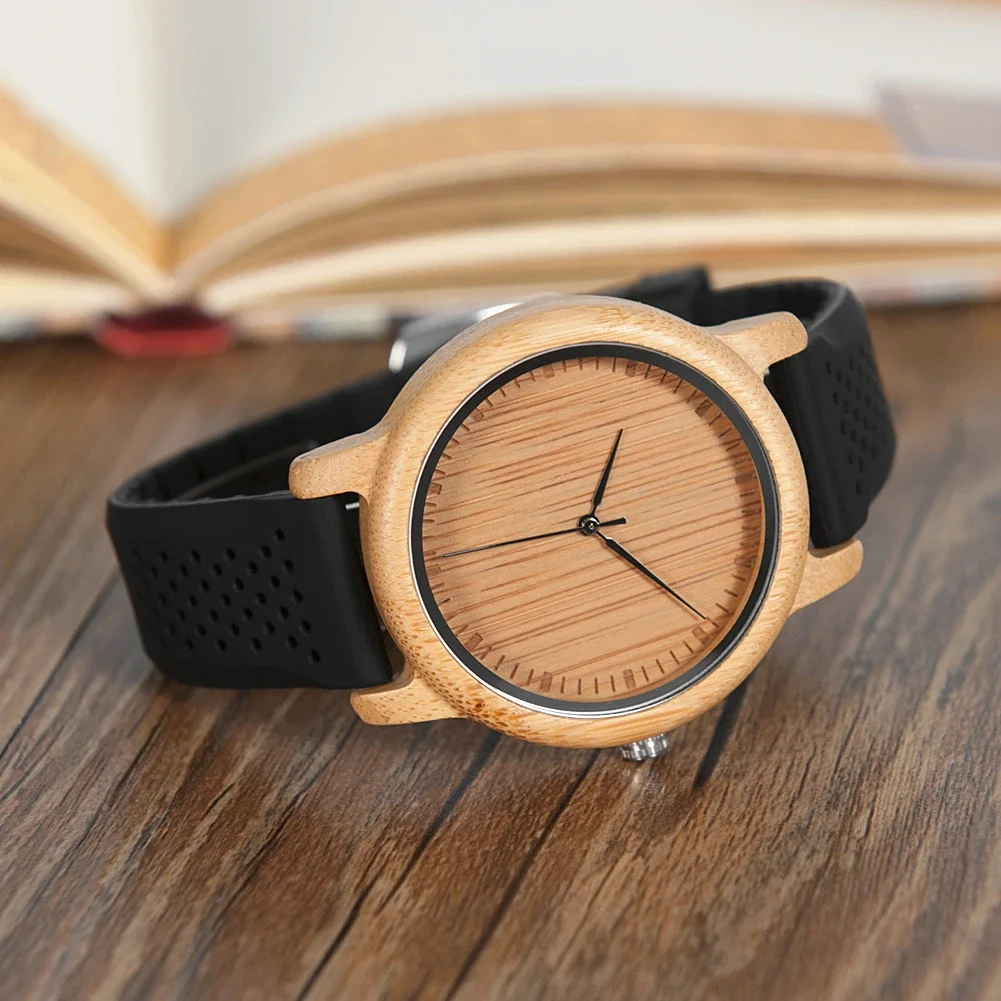 BOBO BIRD Relojes Watches for Men and Women Bamboo Watch Quartz Movement with Colorful Bracelet Free