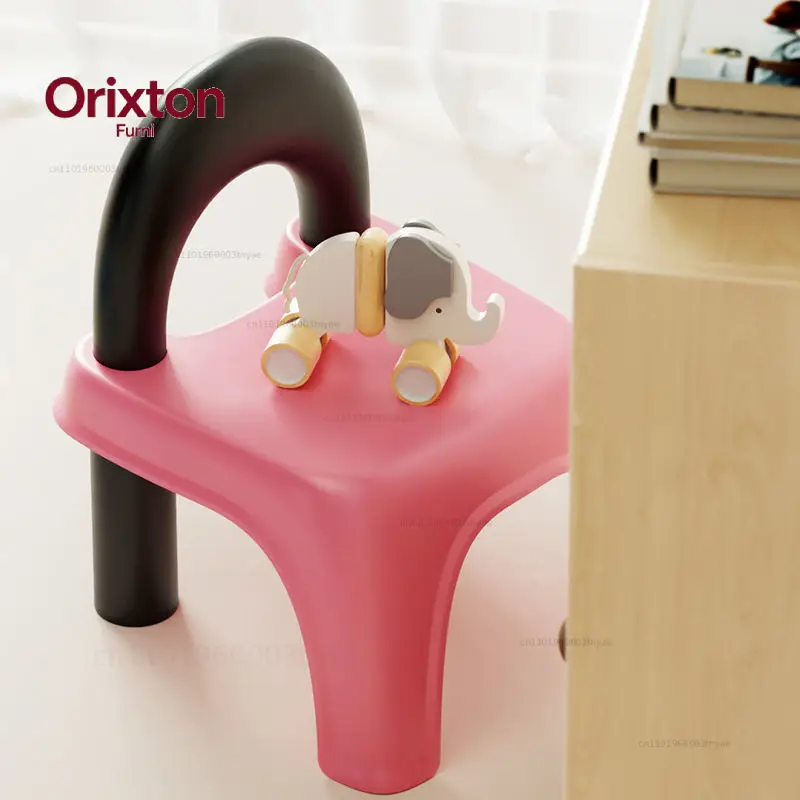 Children Stool Plastic Rainbow Cute Stool Non-slip Shoe Changing Small Stool Bathroom Back Chair Cartoon Dining Chair Furniture view 4