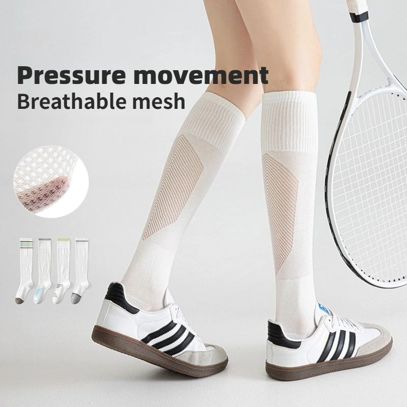 

Breathable Mesh Compression Calf Socks, Non-slip Sports Socks for Tennis Running Cycling Gym Training Basketball Socks