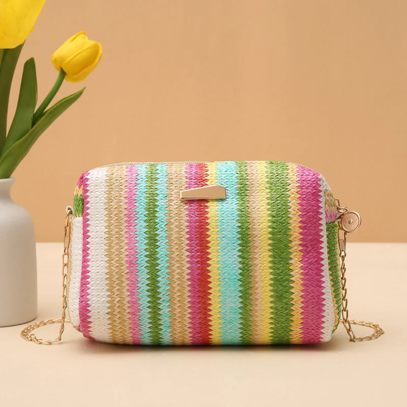 Rainbow Woven Shoulder Bag Messenger High-grade Versatile Crossbody Chain Purse High Quality Luxury Exquisite Handbags  Classic 
