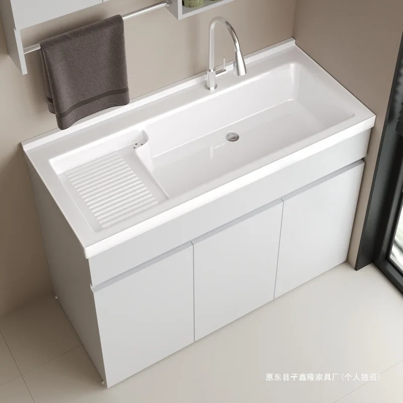 Kxh Honeycomb Aluminum Balcony Cabinet Integrated Laundry Cabinet Ceramic Integrated Basin With Washboard Bathroom Cabinet Sink