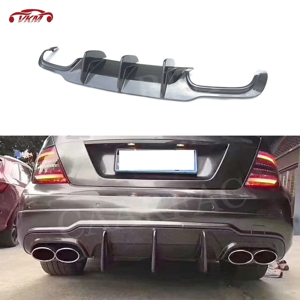 

Carbon Fiber Rear Lip Diffuser for Benz C Class W204 C63 AMG Sport 2008-2014 Fins Shark Style Skid Plate Car Bumper Guard