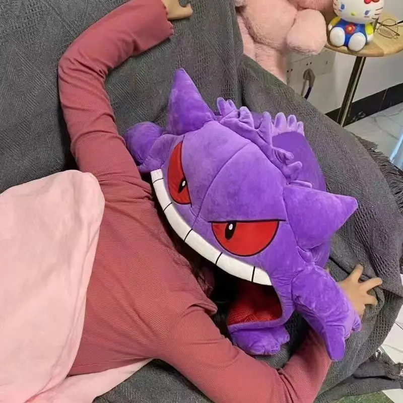 Nowy Pokemon Gengar Kreskówka Anime Kawaii Elf Poduszka do Spania Koc do Drzemki Podwójnego Przeznaczenia Zabawki Lalka Super Miękki Duży Dziób Prezenty