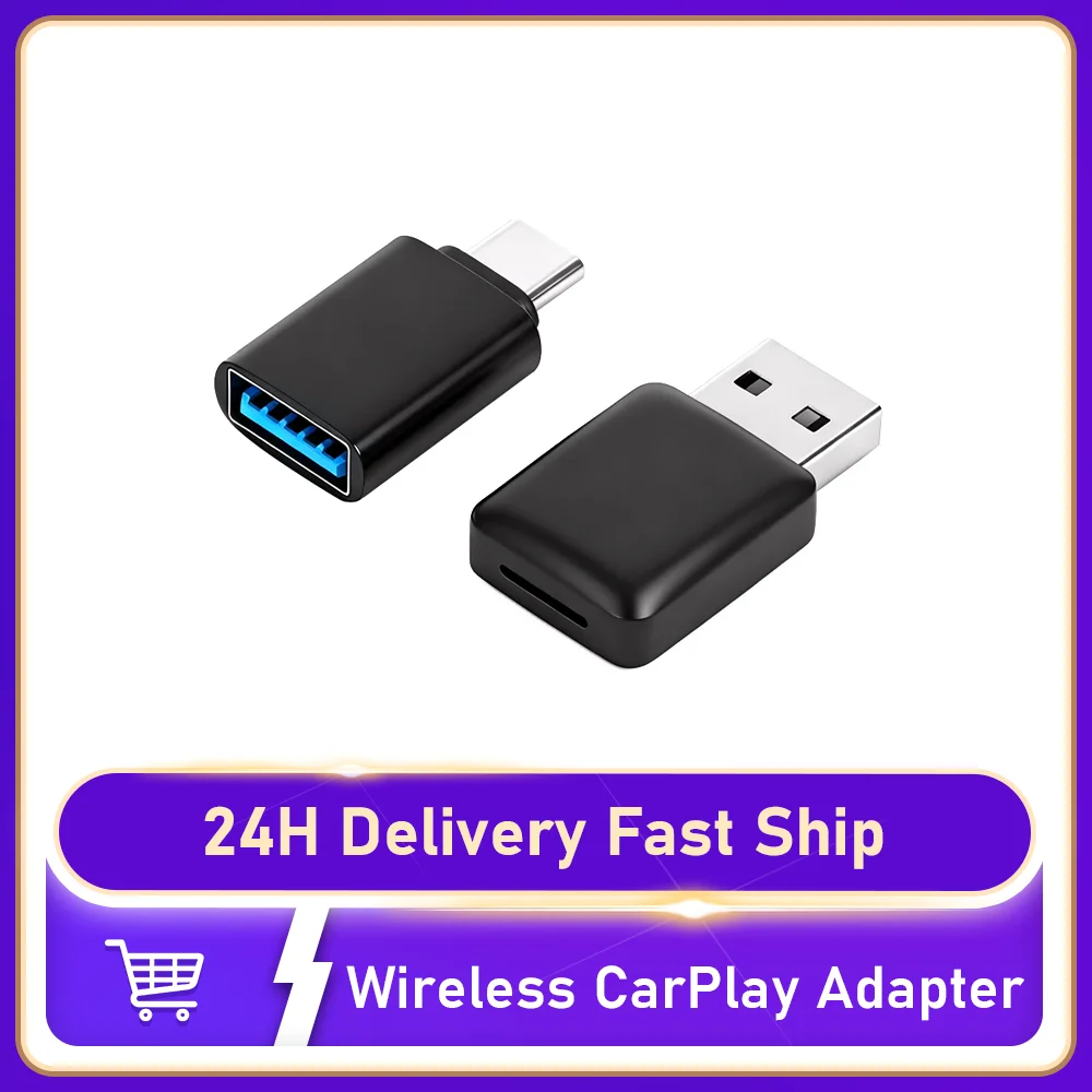 

Беспроводной адаптер 2-в-1 для CarPlay и Android Auto, Bluetooth 5.0, Plug and Play, для штатных проводных систем автомобиля, AI Box с автоматическим подключением