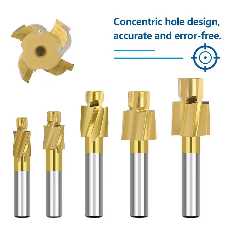 XCAN Milling Cutter M3-M16 Counterbore End Mill TiN Coated 4 Flute Pilot Slotting Cutter Router Bit HSS Milling Tool