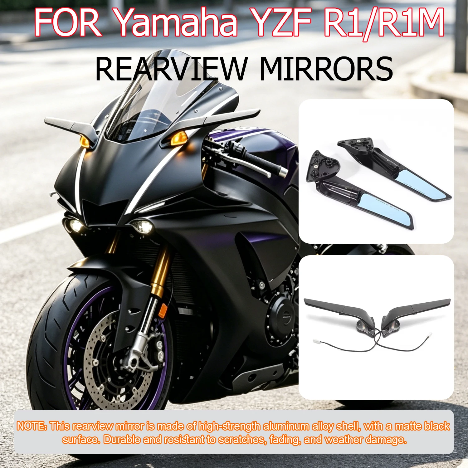 

NEW For Yamaha YZF R1 r1 M 2020 - 2025 Motorcycle Rearview Side Mirrors Wind Wing Adjustable Rotating with LED Light