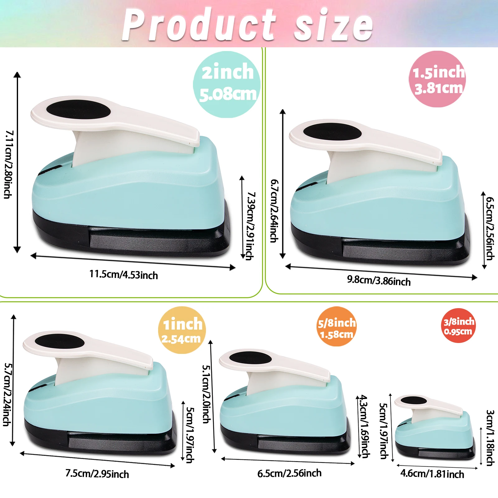 丸型紙穴あけパンチカッターツールセット 2 1インチ 50mm 38mm 35mm 28mm 25mm 18mm 16mm 9mm ペーパークラフト カードメイキング スクラップブック用