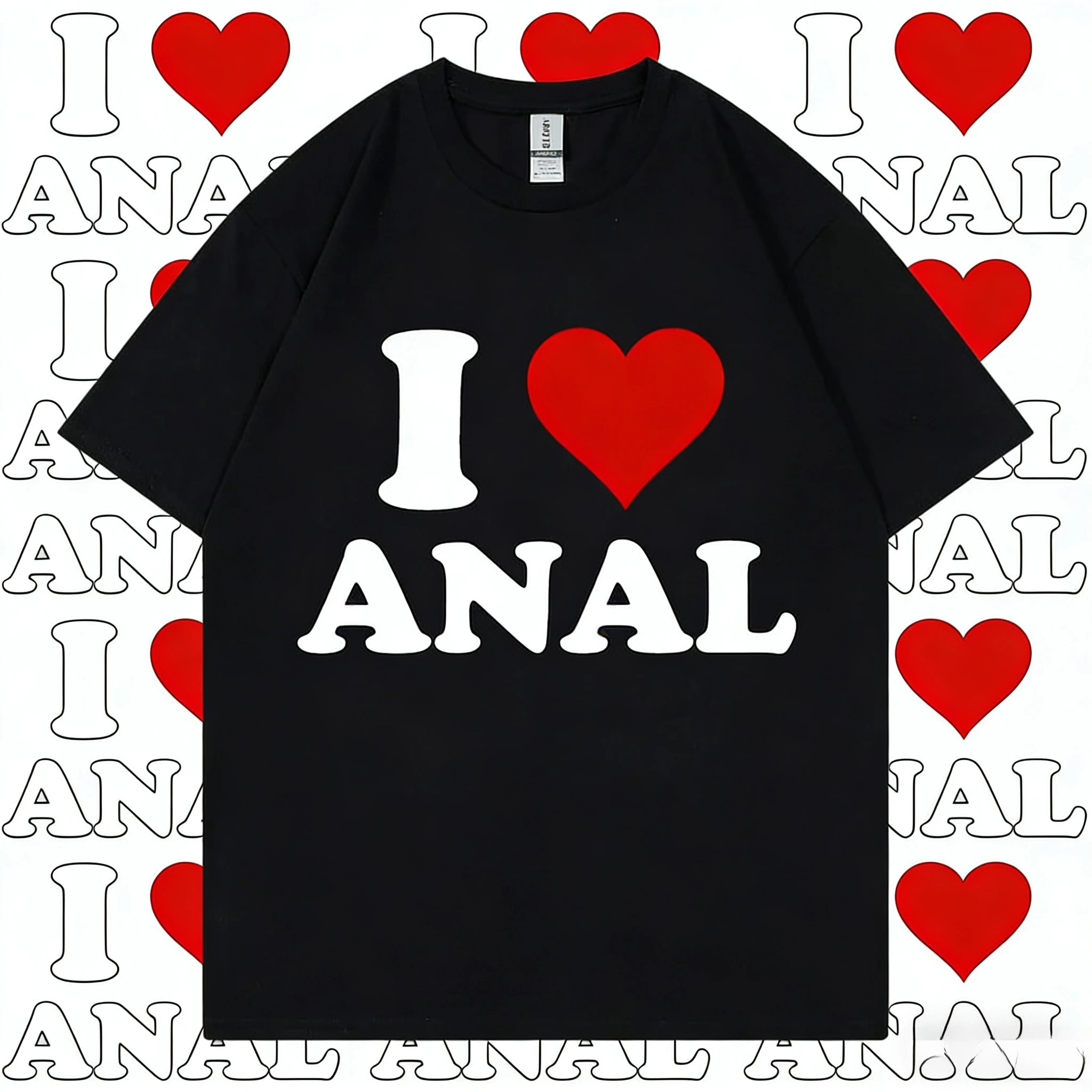 Camiseta divertida con Meme I Love Anal para hombre, camisa informal holgada de manga corta de algodón Retro de Hip-hop a la moda, verano 2025