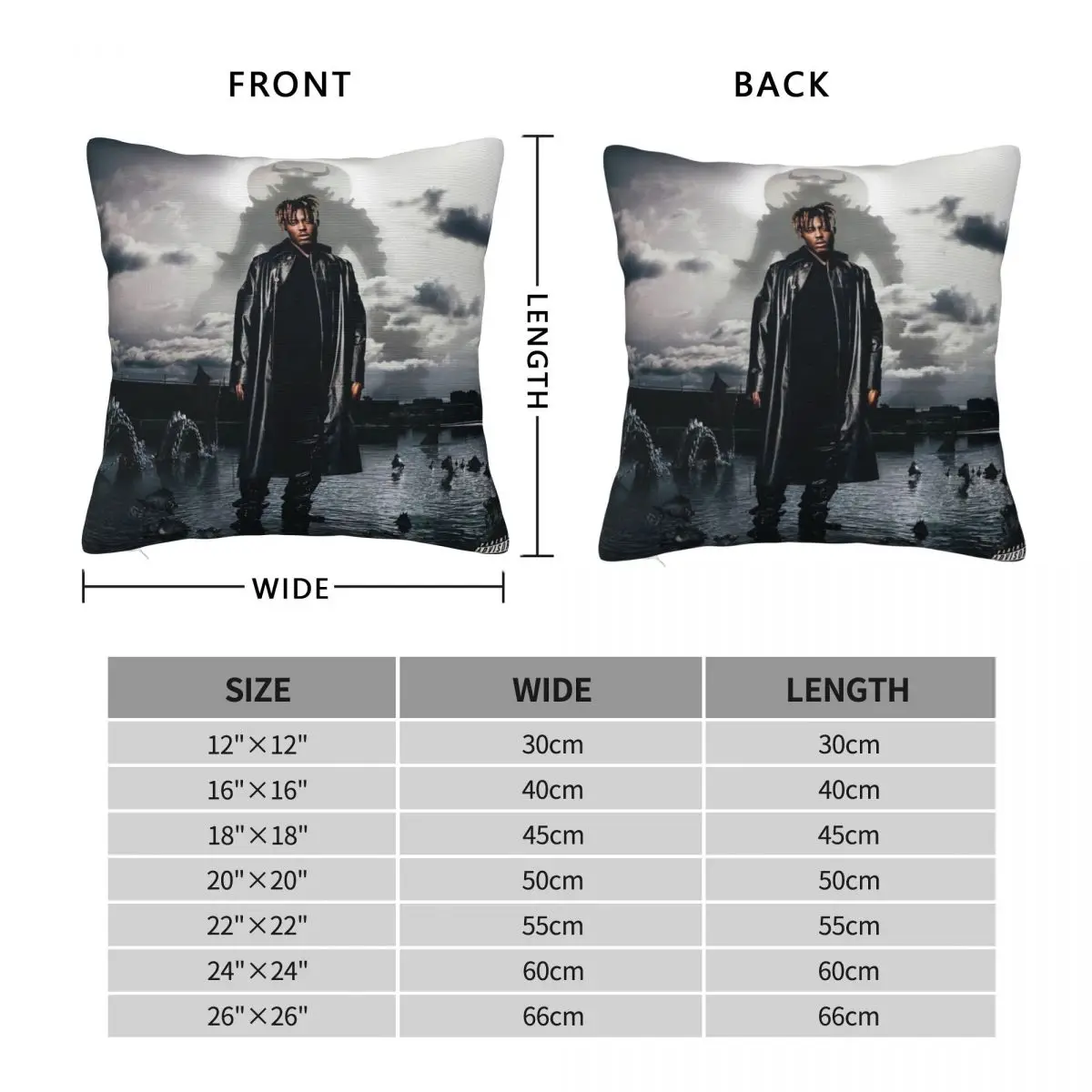 JUICE WRLD Fighting Demons Pillowcase Polyester Linen Velvet Creative Zip Decor Home Cushion Cover