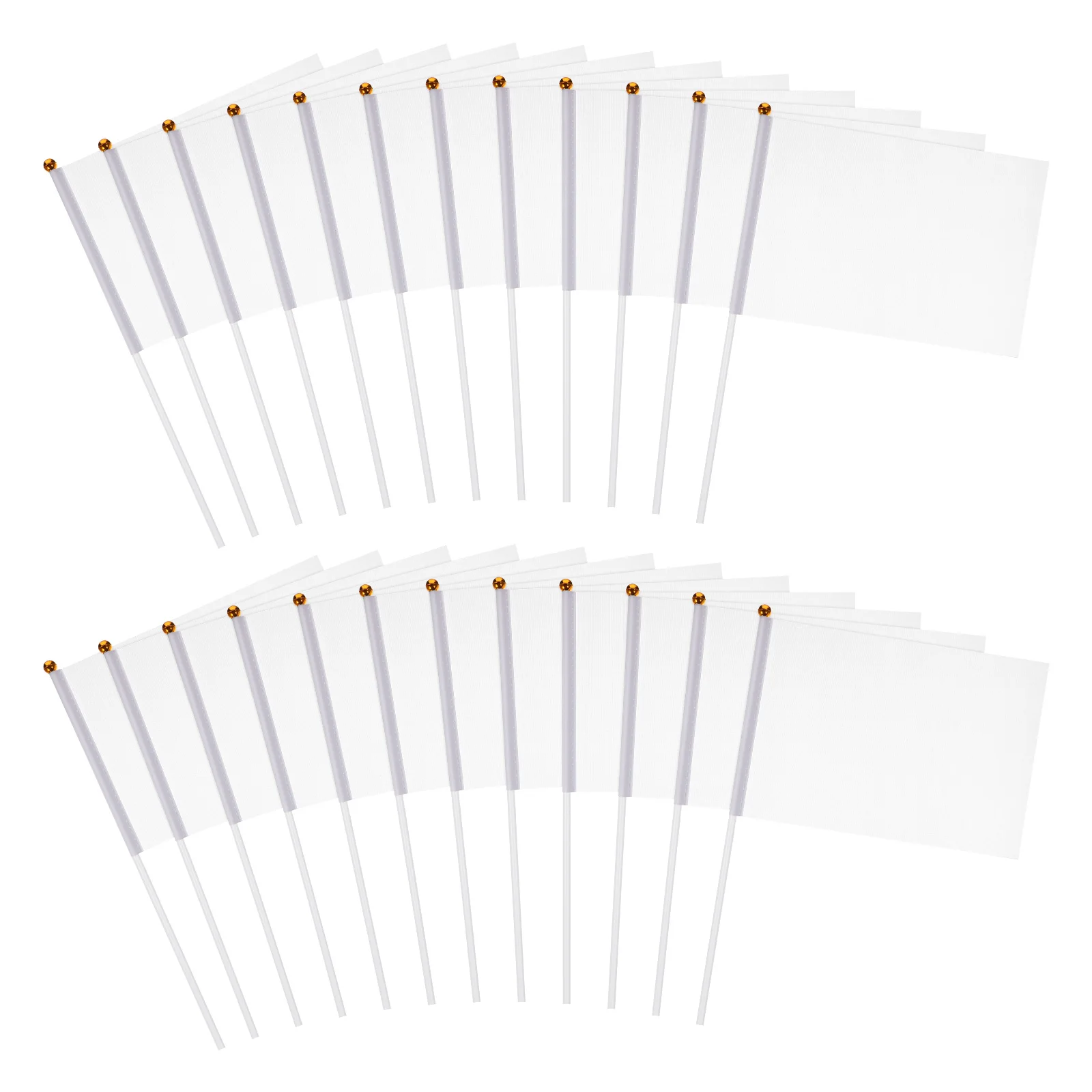 

24pcs White Hand Waving Flags Blank DIY Polyester Waterproof Durable Mini Referee Landscape Stick Flags for Events