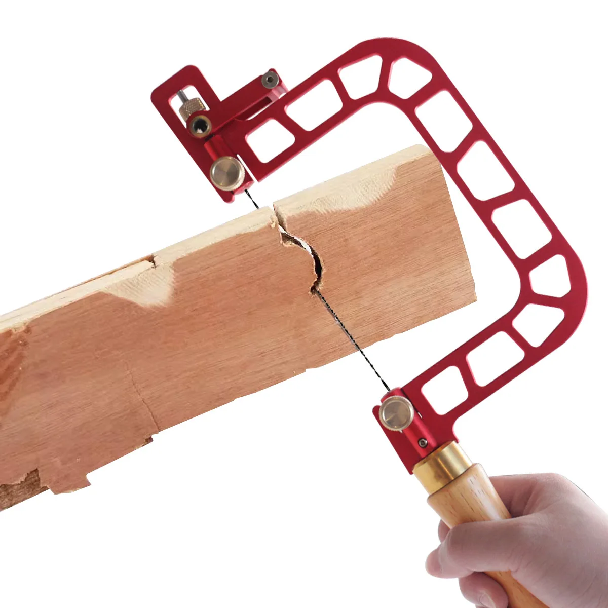 Woodworking Coping Saw Aluminum Alloy Frame Fret Saw with Replacement Blades Set for Jade Stone Ceramic Glass Wood Metal Cutting