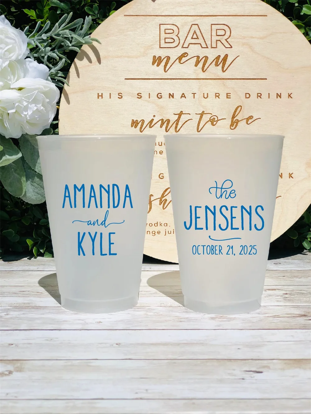 10PCS Custom Frosted Wedding Cups, 5oz, 8oz, 9oz, 10oz, 12oz, 14oz, 16oz, 20oz, 24oz / Personalized Cups, Party Cups, Party Deco