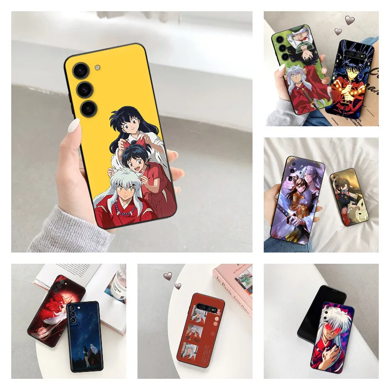 Phone Case for Samsung S24 Ultra S23 FE S22 S21 S20 S10 Inuyasha Anime Galaxy Note20 Plus Cute Soft Black Silicone Cover