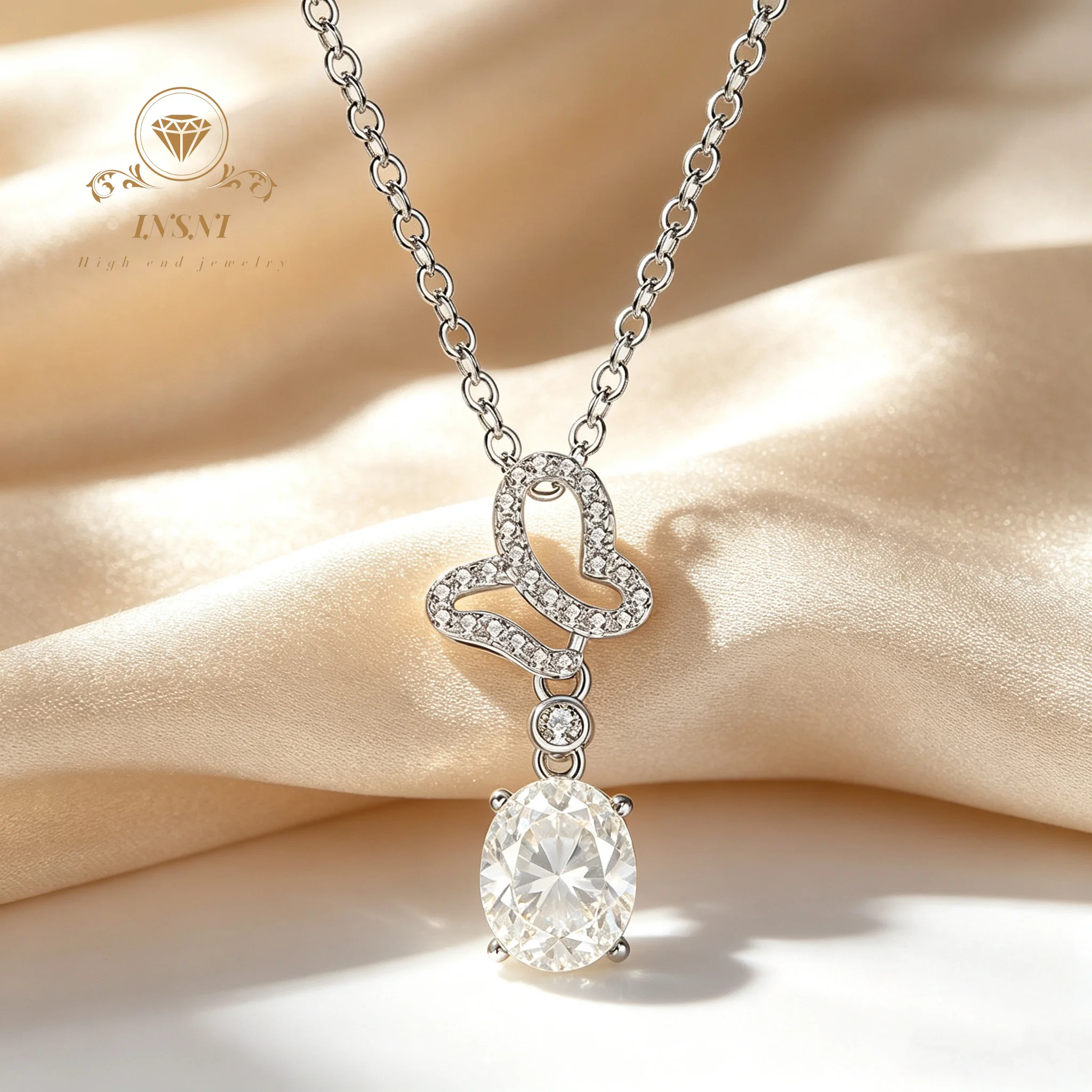 S925 Silver 1.5 Carat Moissanite Butterfly Necklace Temperament Collarbone Chain Affordable Light Luxury Jewelry Gift Jewelry