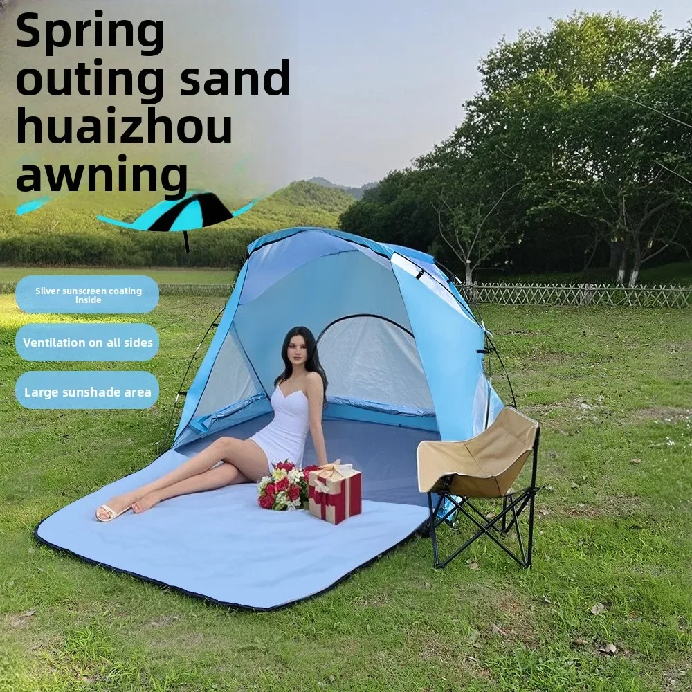 Langlebiges Strandzelt Feldcamping-Überdachung Winddicht Regenfest Sonnenschutz Tragbare Campingausrüstung Mehrpersonenzelt