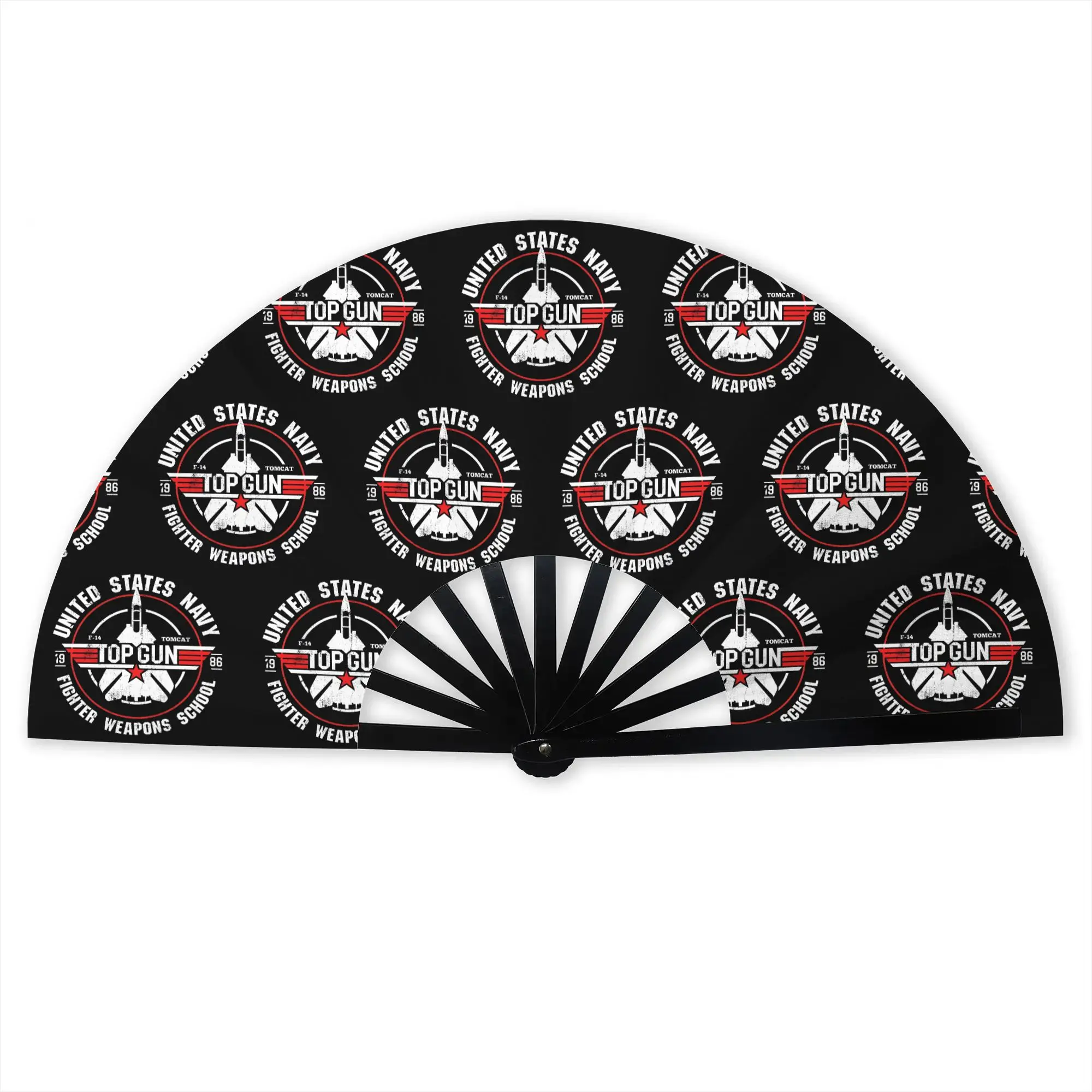 Top Gun F‑14 Tomcat  Folding Hand Fan Fighter Weapons Polyester Fabric Fan Funny Summer Accessory Decorative Fans