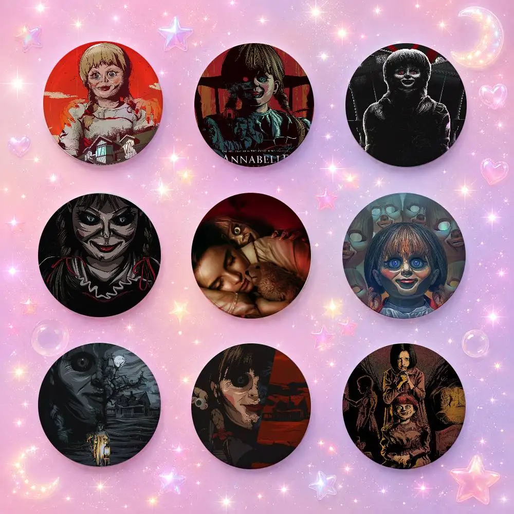 Anna-belle Mo-s-vie Mixed Theme Round Button Badge Set Anime Cartoon Music Game Fashion Pins For Bags Clothes Accessories