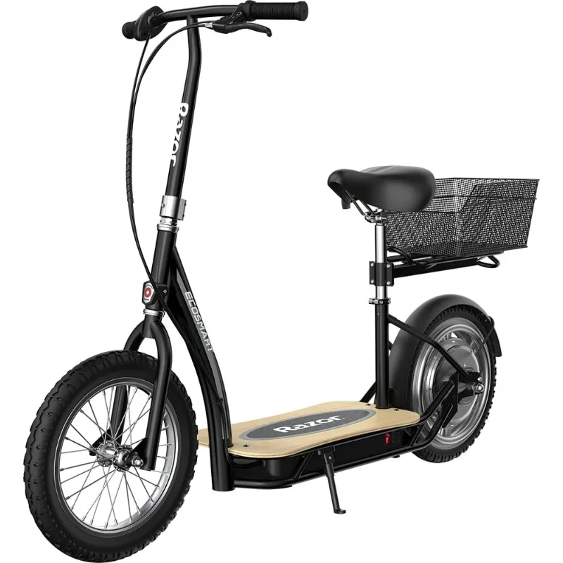 

Electric Scooter Padded Seat, Wide Bamboo Deck, 16" Air-Filled Tires, 500w High-Torque Motor, Up to 18 mph, 12-Mile Range