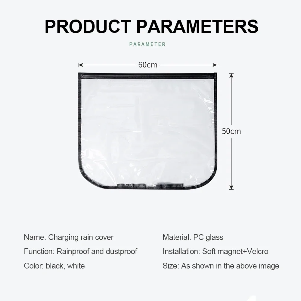 Waterproof Dust‑Proof EV Charger Rain Shield Universal Electric Car Charging Port Protective Cover with Black White Colors