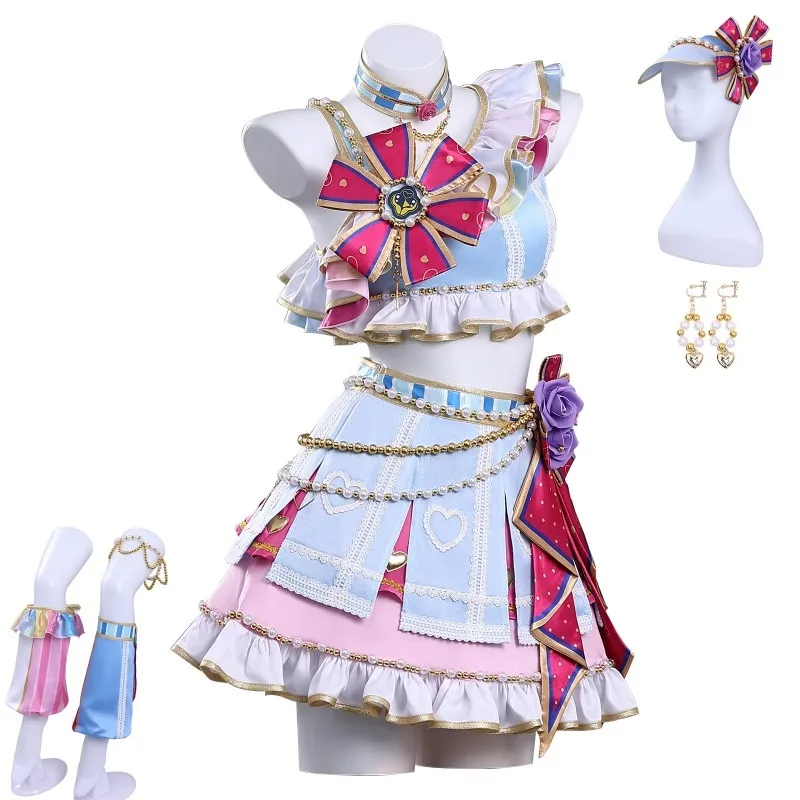 أزياء أنيمي هوشيميا إيتشيغو التأثيرية لفريق التشجيع فستان وردي لمرحلة الأداء لعب الأدوار مجموعة كاملة للنساء