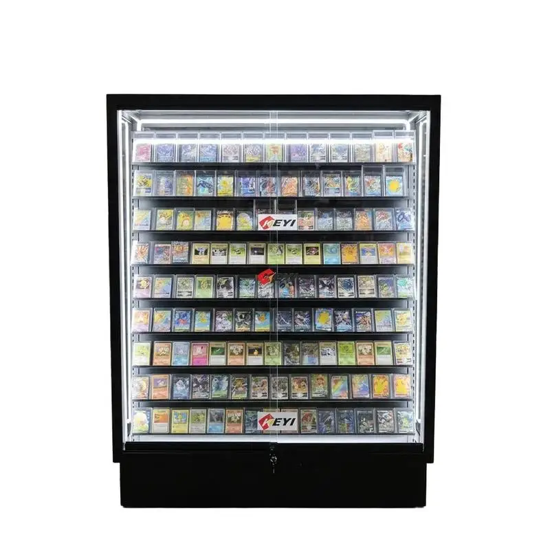 custom.Hot Sale Eco-Friendly Double-Sided Trading Card Display Rack Adjustable Shelves LED Lighting Modern Design Customizable f