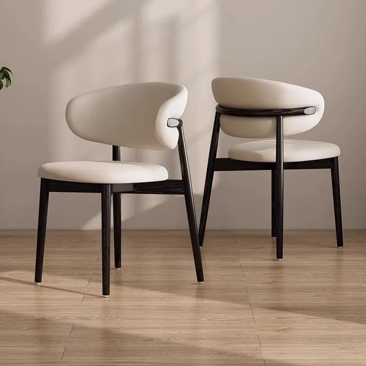 

Nordic ash wood solid wood dining chair walnut home black log color cream Foshan furniture dining chair