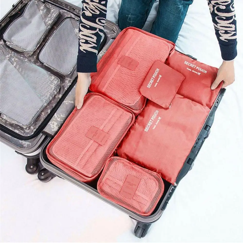 6pcs Travel Bag Organizer Clothes Luggage Travel Organizer Blanket Shoes Organizers Bag Suitcase Waterproof Clothes Storage Bags