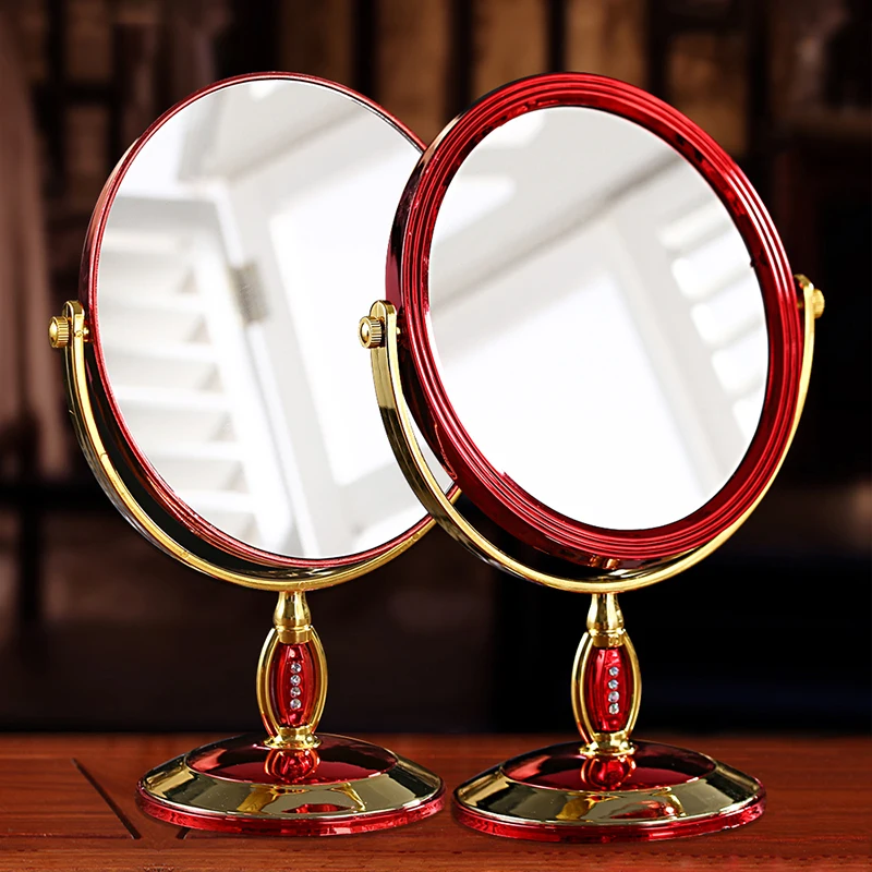 Wedding dowry bride makeup mirror red supplies, a pair of European-style small high-end Daquan