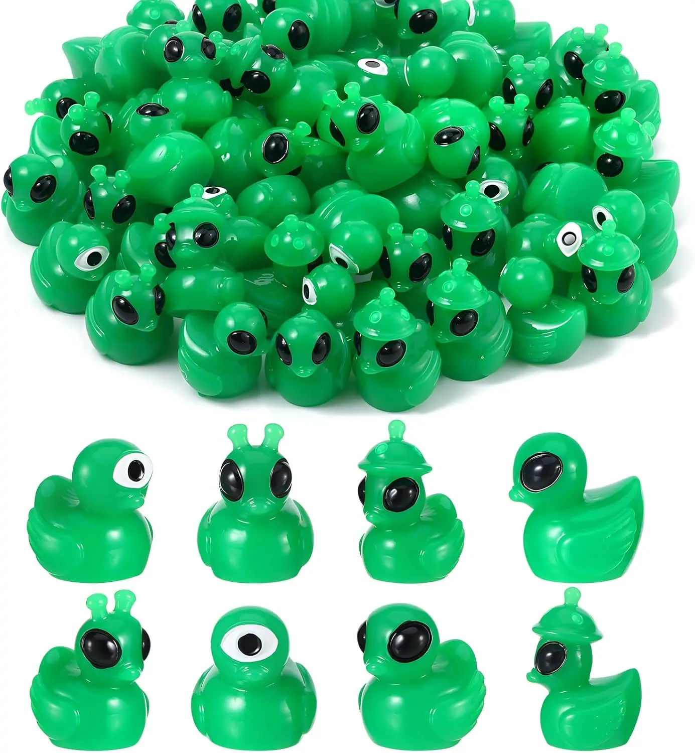 24 Peças Mini Patos Alienígenas 4 Verde Mini Figuras Alienígenas Miniaturas Patos Alienígenas Pequenos para Paisagismo de Jardim
