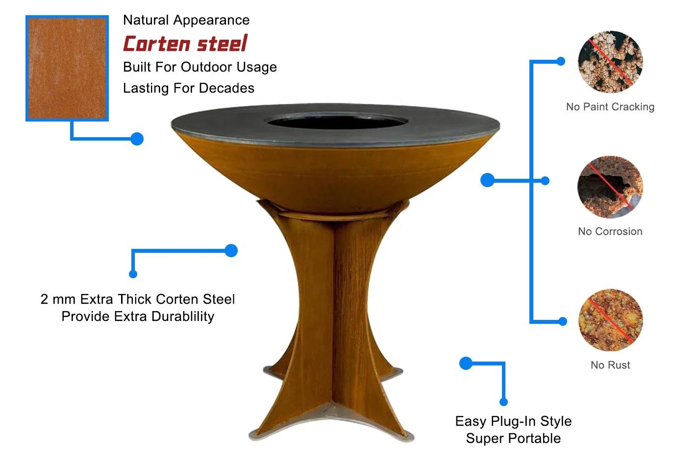 Outdoor Fireplace Grill Cooking Bbq Models BBQ Corten Steel Smoker BBQ Grill