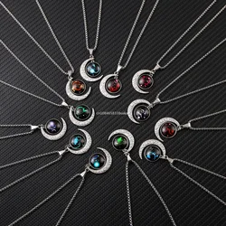 12 Zodiac Signs Dome Crescent Moon Necklace for Women Aries Taurus Cancer Aquarius Pisces Necklace Fashion Party Jewelry кольцо