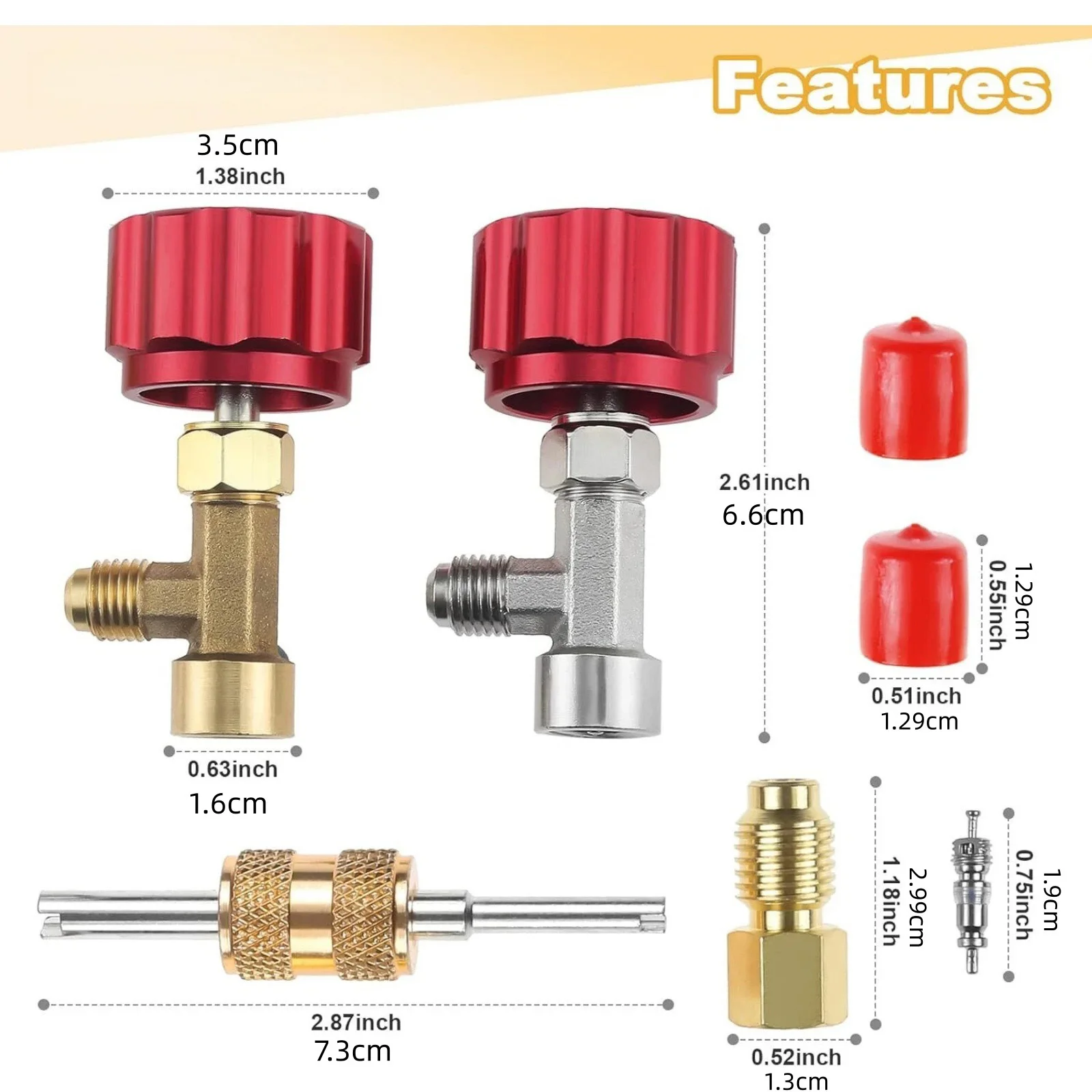 R134a Can Tap Kits with Valve Core Remover, Self Sealing for R134a Only Not for R1234yf AC Charging Dispenser Tool Brass Adapter