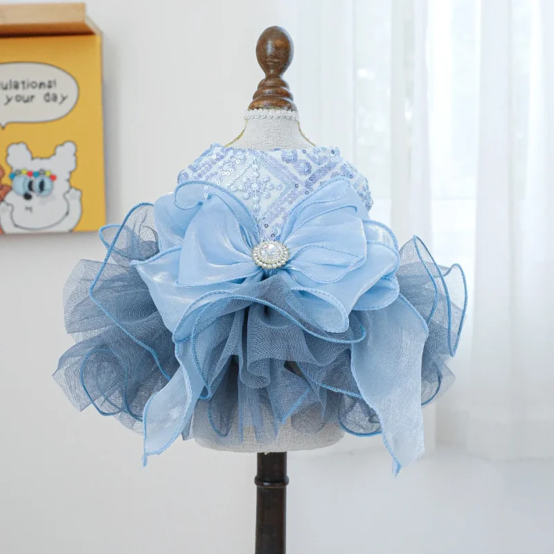 

1PC Pet Clothing Spring and Autumn Blue Star River Dress Wedding Princess Dress Suitable for Small and Medium sized Dogs