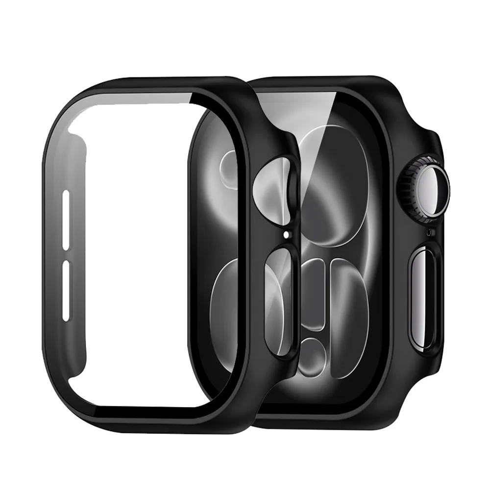 Tempered Glass+Cover For Apple watch Case 46mm 42mm 45mm 41mm 44mm 40 Screen Protector Apple Watch Accessories 11 10 9 6 SE 7 8