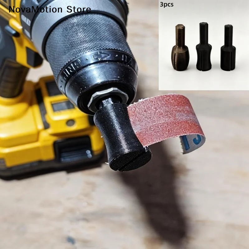 [NM]3Pc Screwdriver Grinding Head Drill Sanding Attachment With Wear Resistant Abrasive Pad For Woodworking Metal Grinding DIY