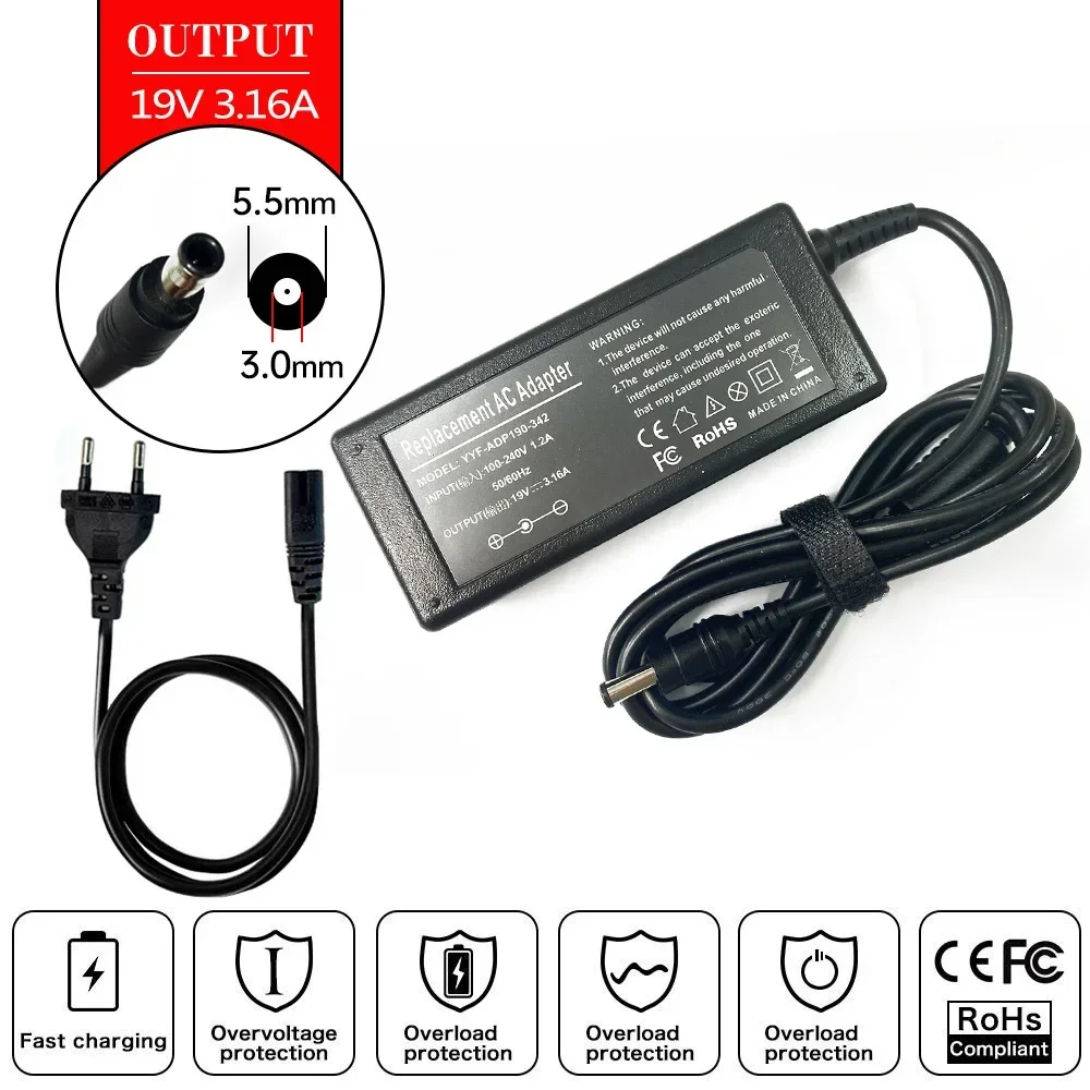 

19 В 3,15 А/3,16 А 60 Вт зарядное устройство для ноутбука Samsung NP200B4A NP200A5B NP400B2B NP400B4B NP600B4B NP600B5B NP700Z3A