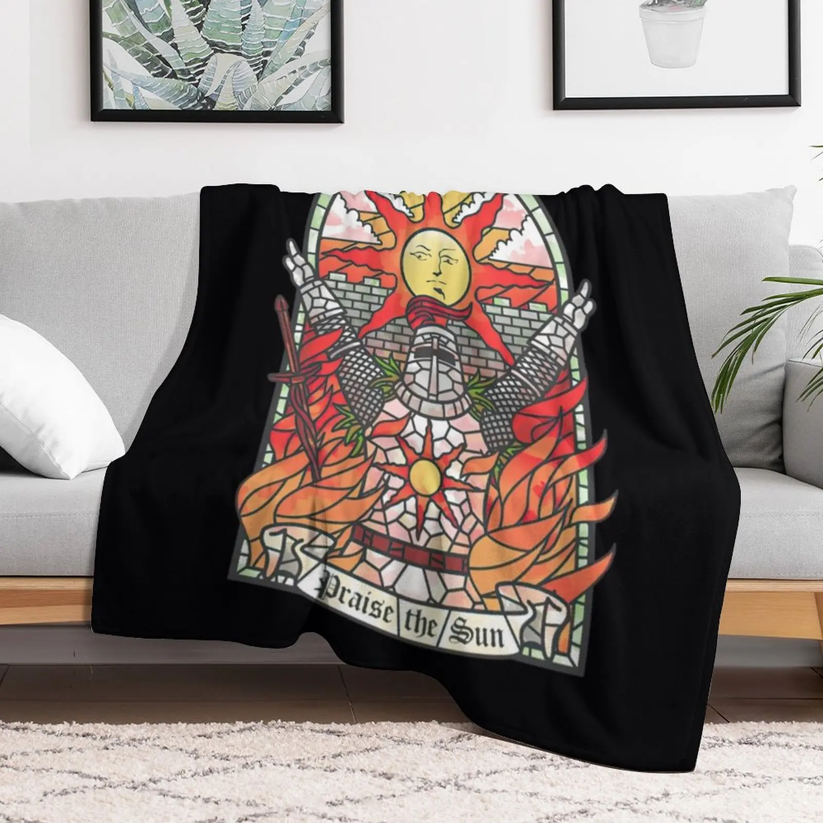 Dark Soul Praise The Sun \t \t\t Throw Blanket Sofa Retros Blankets