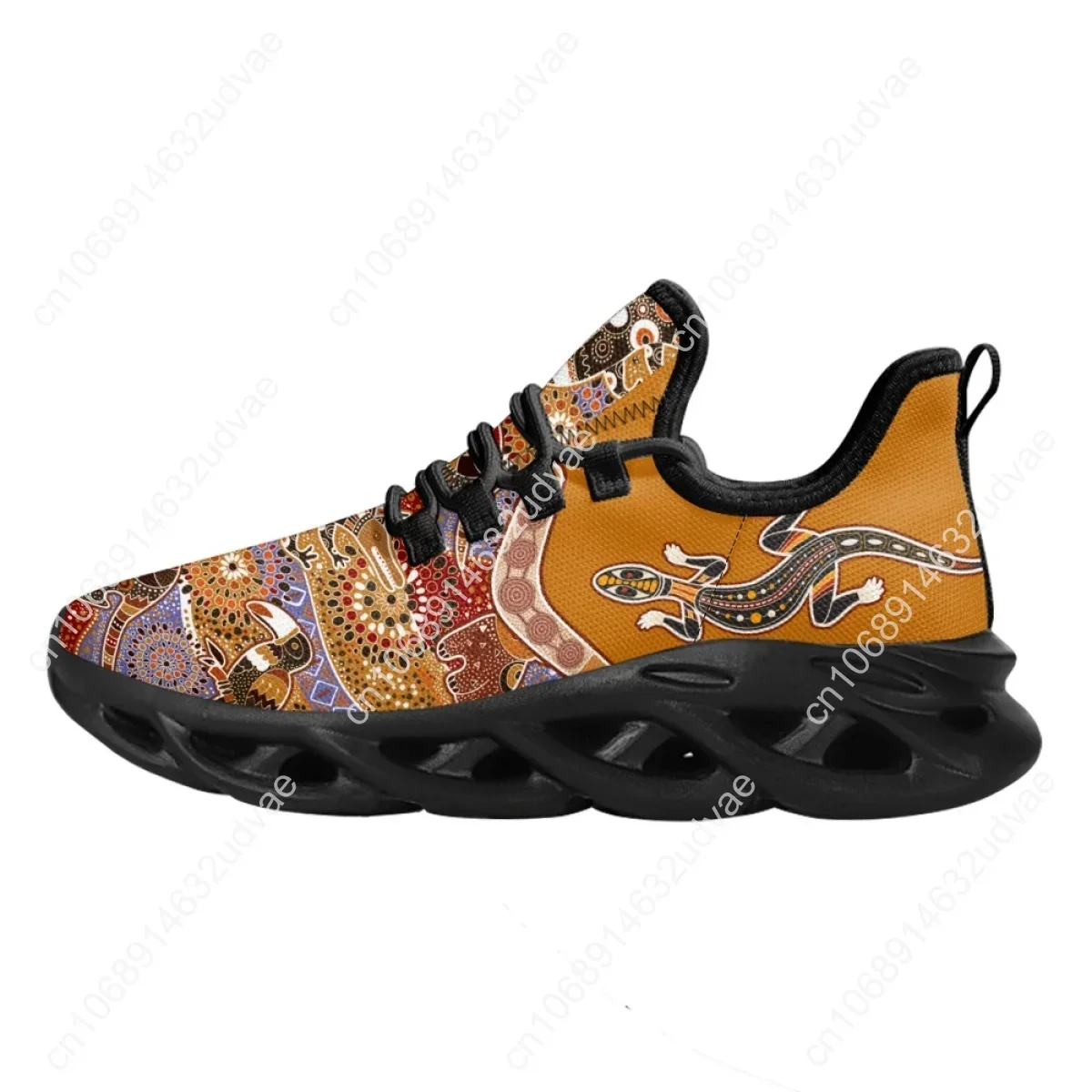 Australia Aboriginal Lizard Indigenous Art Design Sneakers Casual Mesh Swing Shoes Women's Outdoor Lace-up Tennis