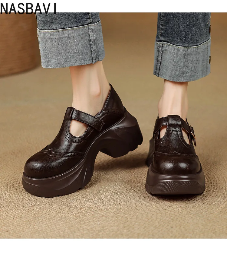 

Women's Round Toe High Heel Thick Bottom Shoes British Style Flat Bottom Shoes Autumn New Arrival 2026