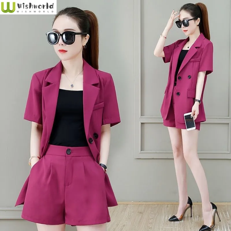 

2022 Spring and Summer Korean New Shorts Casual Fashion Casual Age Reduction Two-piece Elegant Women's Suit