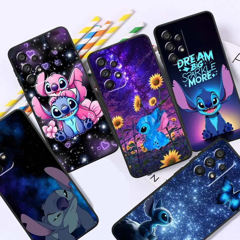 

Cartoon Stitch Art Cool Phone Case For Samsung A73 A72 A71 A55 A54 A53 A52 A51 A13 A22 A16 A15 A05s A14 A05 A06 5G Black