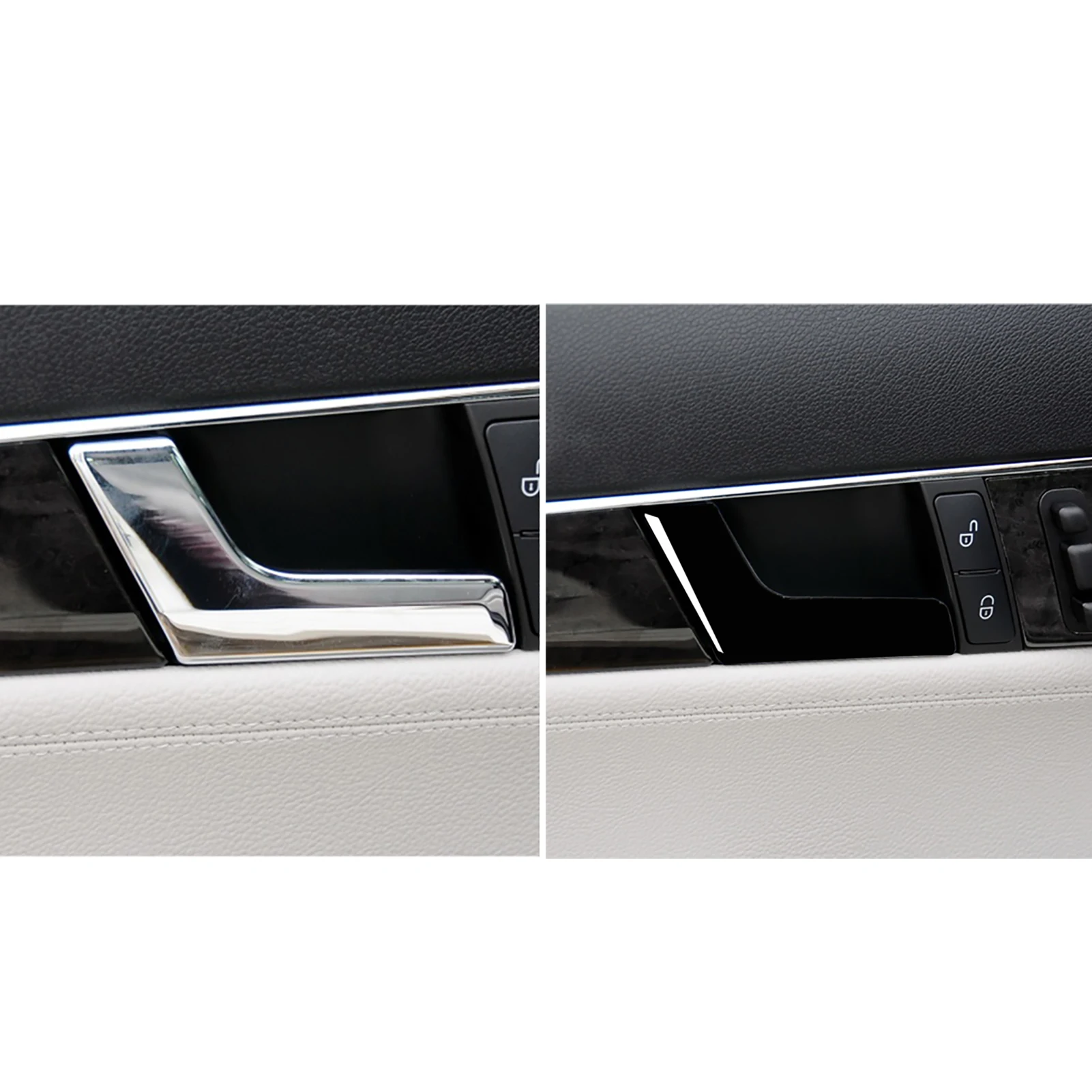 For Mercedes Benz C Class W204 2007-2013 Car Accessories Interior Inner Door Handle Panel Trim Sticker Modification Piano Black