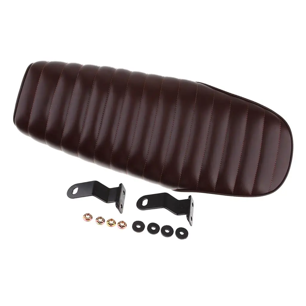 

Flat Brat Seat Vintage Cushion Retro Motorcycle Saddle Soft Brown Leatherette for Classic Bike Upgrade