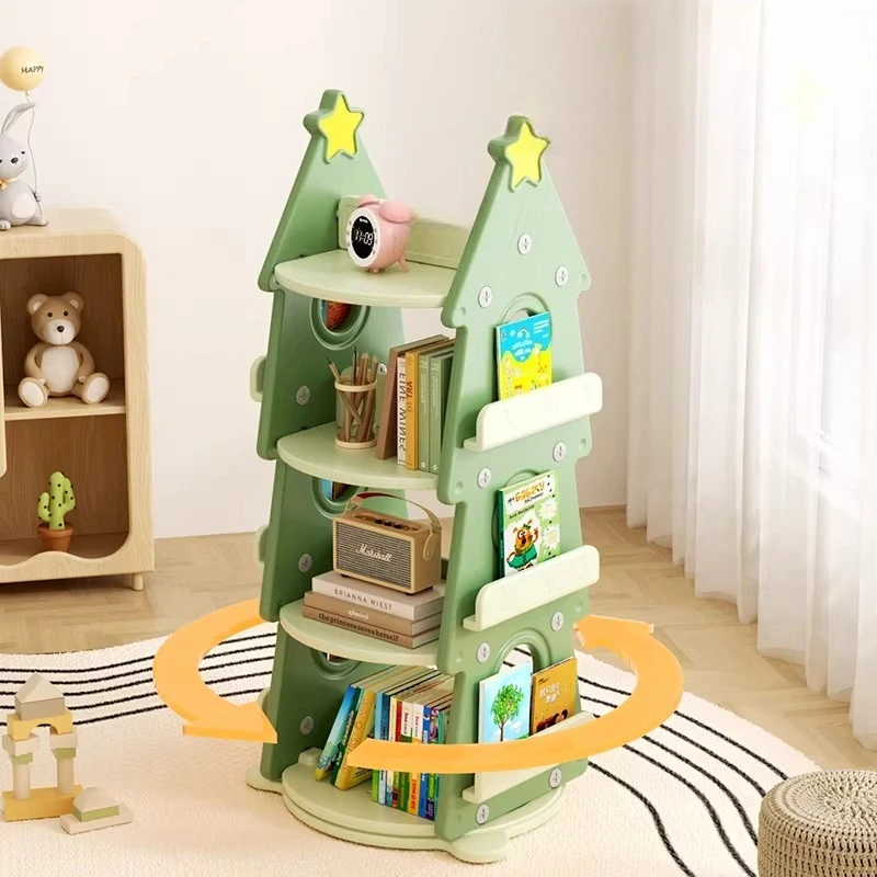 

Children's rotating bookshelf picture book rack reading baby toy storage rack floor