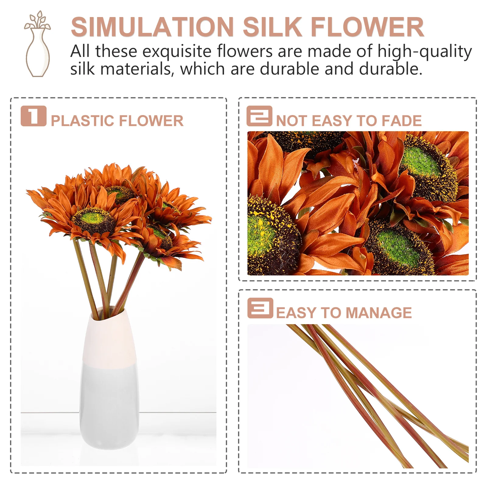 

5Pcs Artificial Chrysanthemum Silk Faux Flowers Natural Color Wedding Home Office Table Centerpiece Decor Faux Chrysanthemum